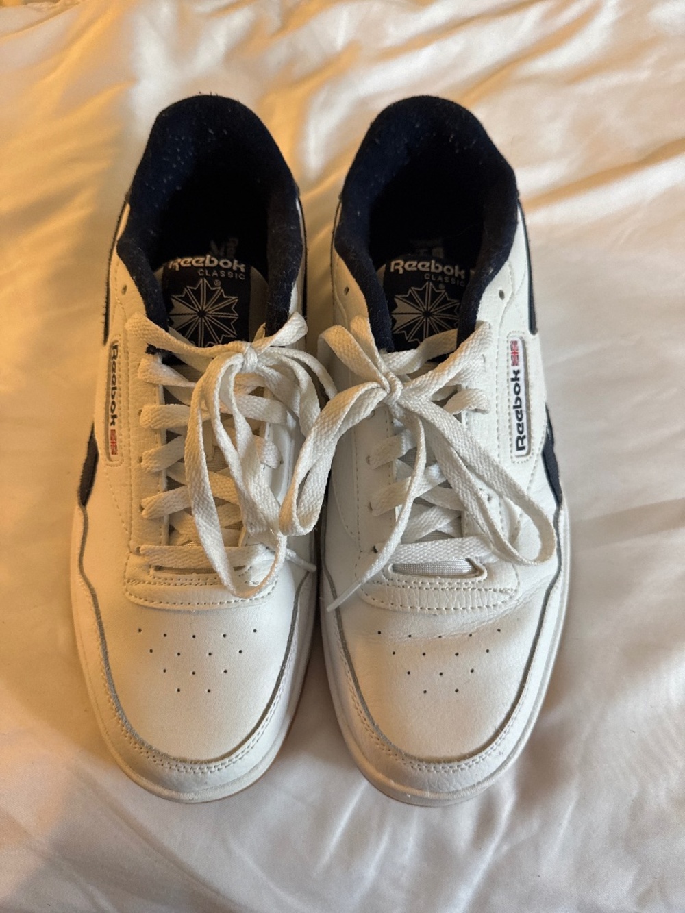 Reebok White and Black Classic Low-Top Athletic Shoes